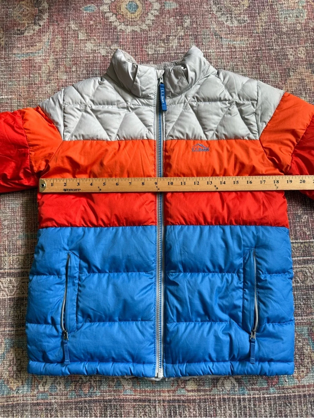 LL Bean Kids L 14-16 Puffer Jacket - Blue/Red/orange/gray